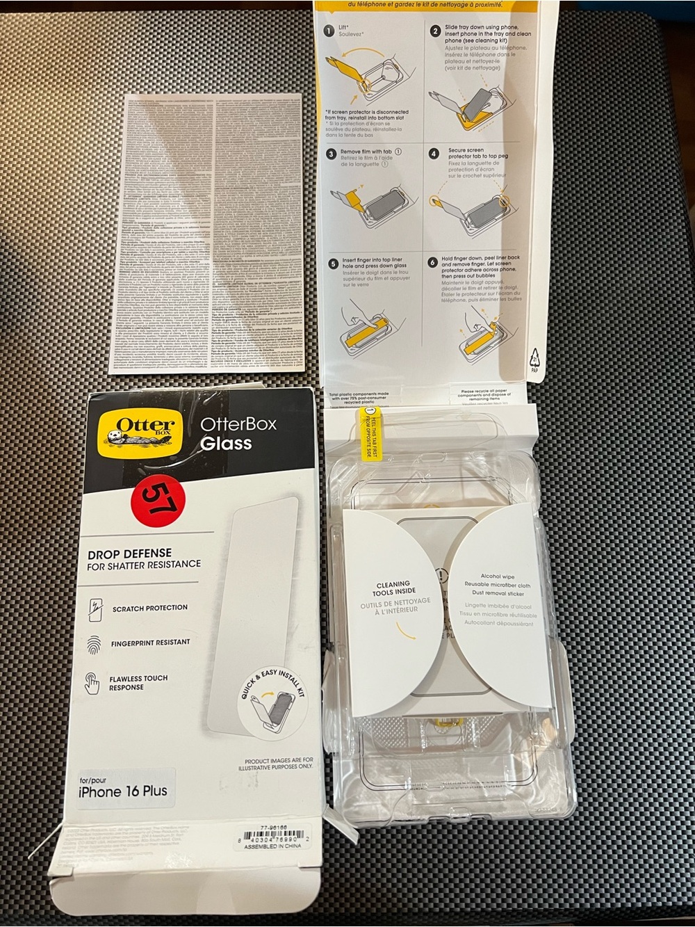 OtterBox Glass Screen Protector for iPhone 16 Plus - Clear, Yellow Pull Tab